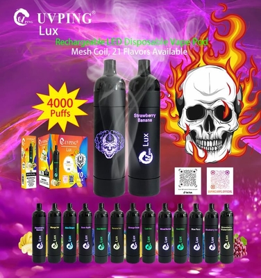 4000 Puffs LED Vape Pen Mesh Coil Light Up 13 Colours Nicotine