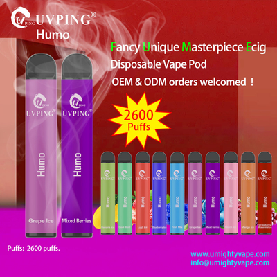 EU Standard Mouth To Lung Vape 2600 Puffs With 2% Nicotine