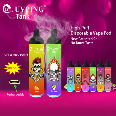 12 Flavors Uvping Tank LED Disposable Vape Bar for 7000 Puffs