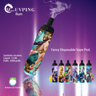 5% Nicotine 4000 Puffs Disposable Vape Grape Flavor LED Light Up